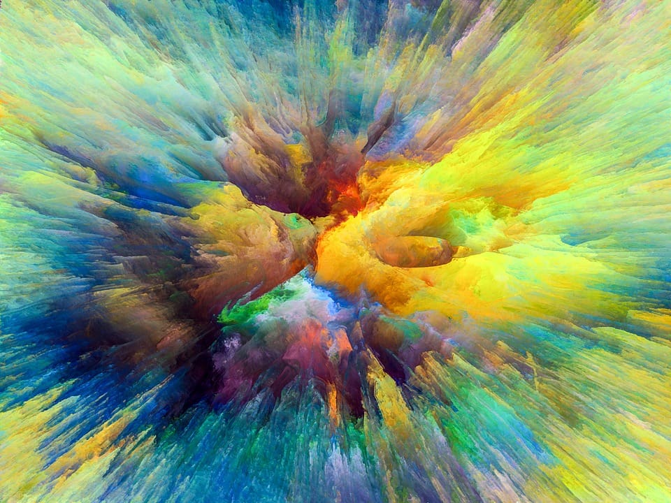 Burst of powders in different colors painting